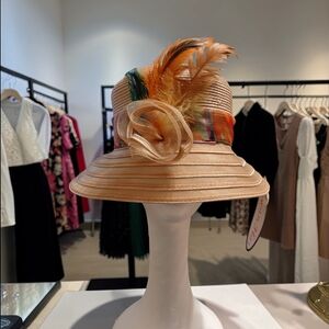 Elegant Peach Feathered Women's Hat